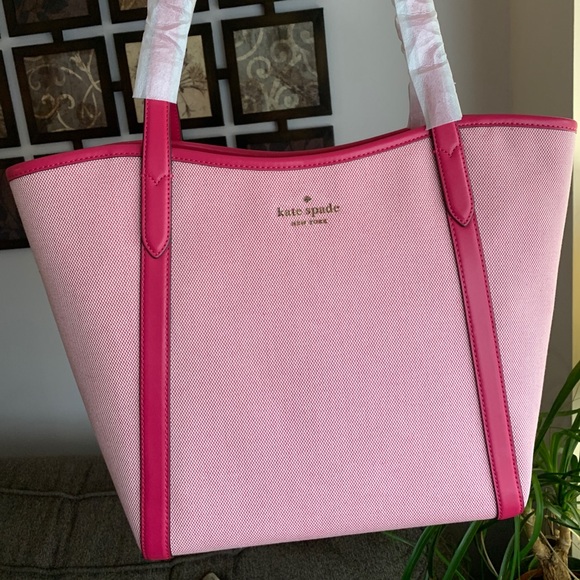 Authentic KATE SPADE Leather/canvas zip tote - Picture 8 of 15